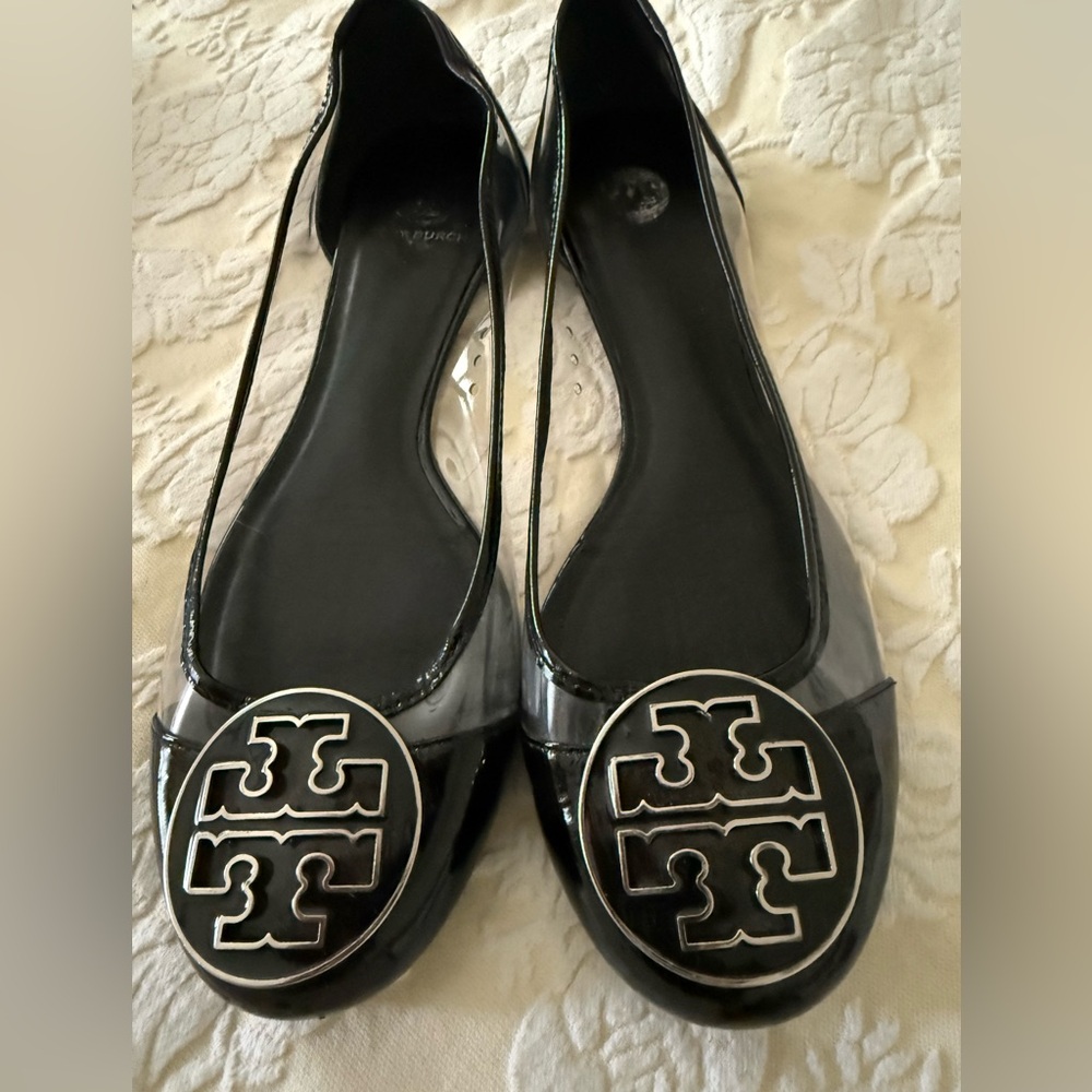 Tory Burch Patent Black Flats